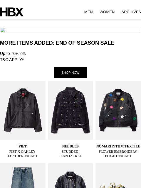 hbx newsletter: NEW STYLES ADDED! FW 2025: END OF SEASON SALE