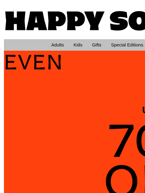 happysocks newsletter: Even Happier Sale—Shop up to 70% Off!