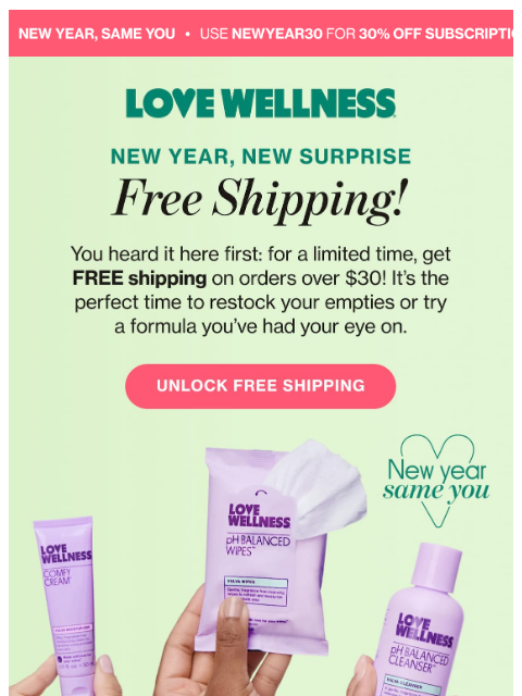 lovewellness newsletter: In your cart: free shipping! 🛒