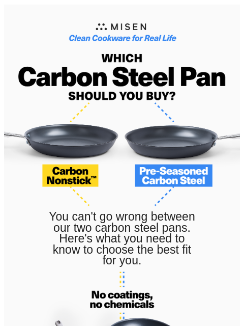 misen newsletter: Which Carbon Steel Pan Is Right For You?