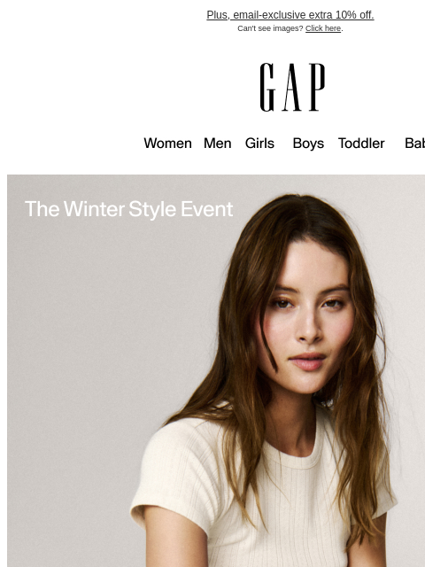 gap newsletter: Our Winter Style Event is here: 50% off