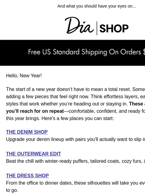 dia newsletter: What We're Shopping for 2026​