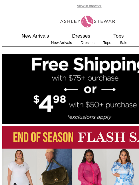 ashleystewart newsletter: 🚨Ends TONIGHT: Extra 50-60% Off All Clearance Fla...