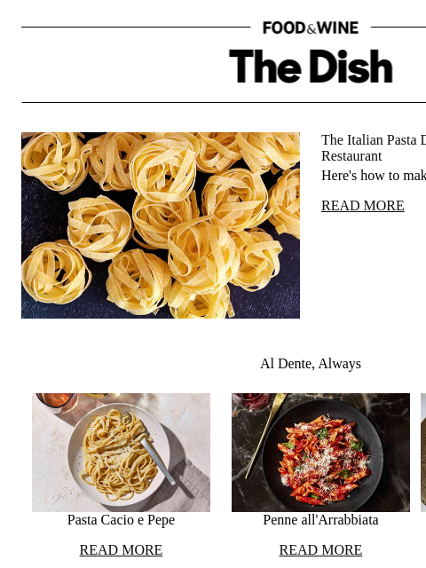 foodandwine newsletter: The Italian Pasta Dishes You'll Never See in a Res...