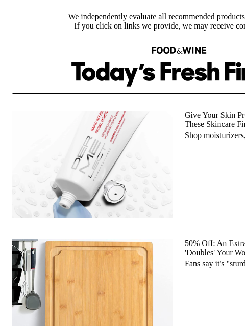 foodandwine newsletter: 50% Off: The Cutting Board That 'Doubles' Your Wor...