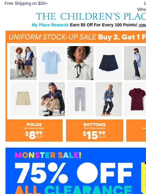 childrensplace newsletter: Your FREE Uniform Item is Waiting...🎉