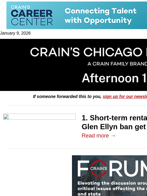 crainalerts newsletter: Short-term rental owners get reprieve