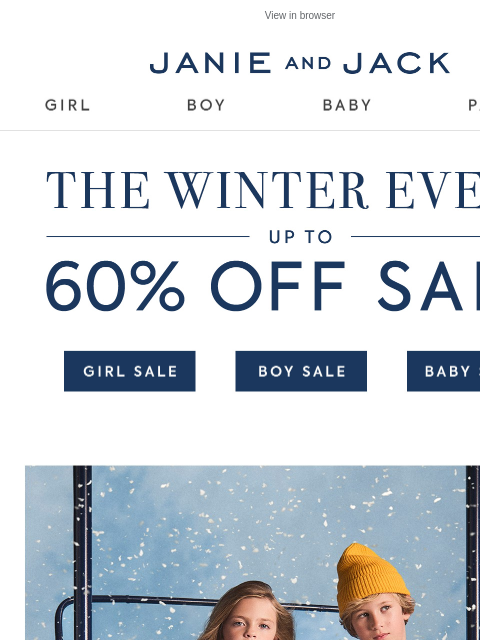 janieandjack newsletter: Winter's most-loved event: up to 60% off