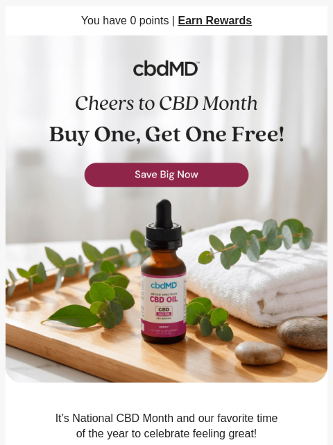cbdmd newsletter: Celebrate CBD Month with Buy One, Get One! 🎉
