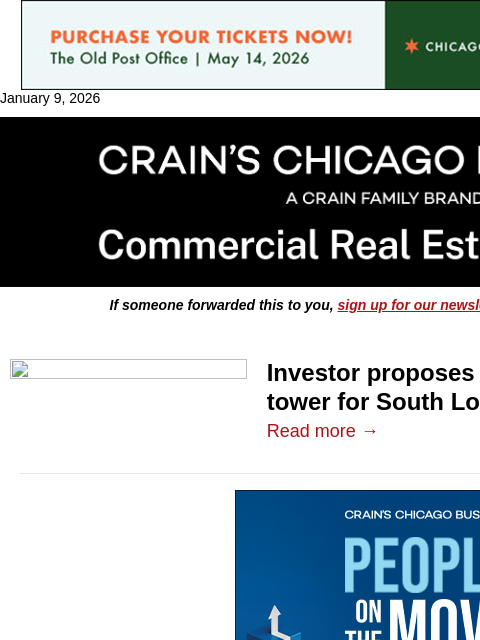 crainalerts newsletter: South Loop apartment tower proposed