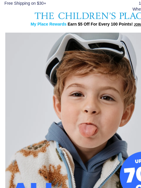 childrensplace newsletter: It's *Sherpa* Season! 🤗 Up to 70% OFF Outerwear 