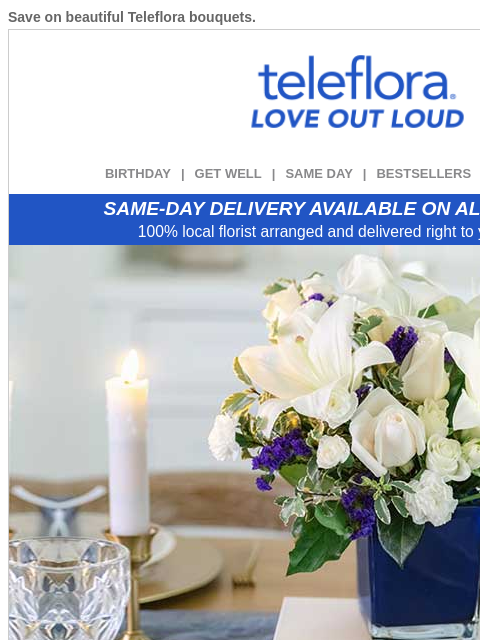 teleflora newsletter: Winter Magic Awaits 💙 20% off All Bouquets