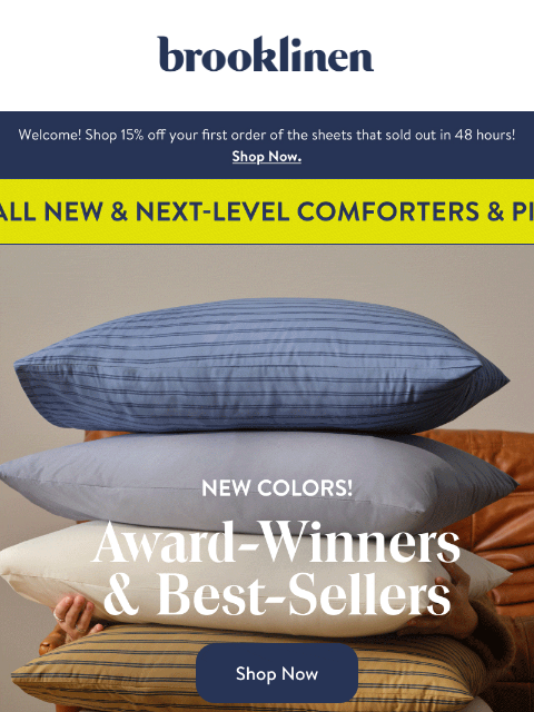 brooklinen newsletter: Get in Bed (and Bath) With Award-Winners