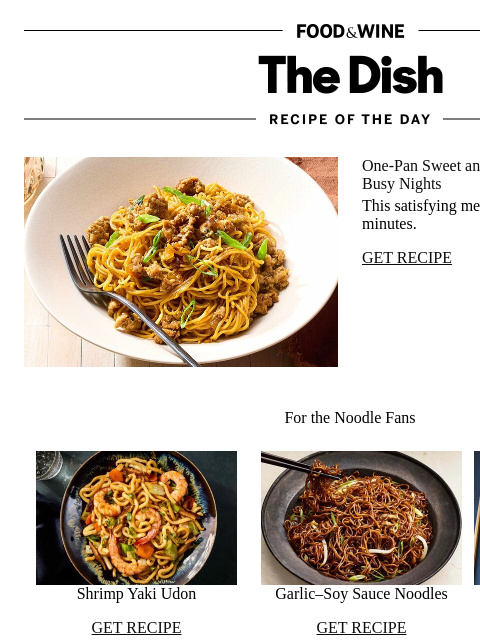 foodandwine newsletter: Sweet and Spicy Pork Noodles