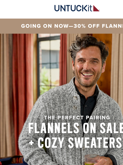 untuckit newsletter: Flannels From $65 + Sweaters = Your Winter Look ❄️