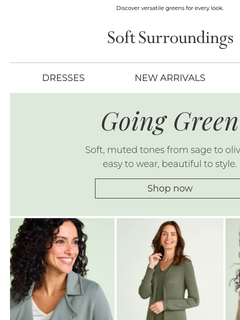 softsurroundings newsletter: Fresh Shades of Green