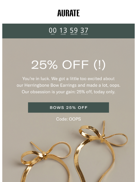 auratenewyork newsletter: Flash Sale: 25% Off Herringbone Bows
