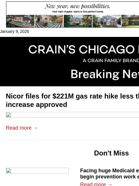 crainalerts newsletter: Nicor eyes another rate hike