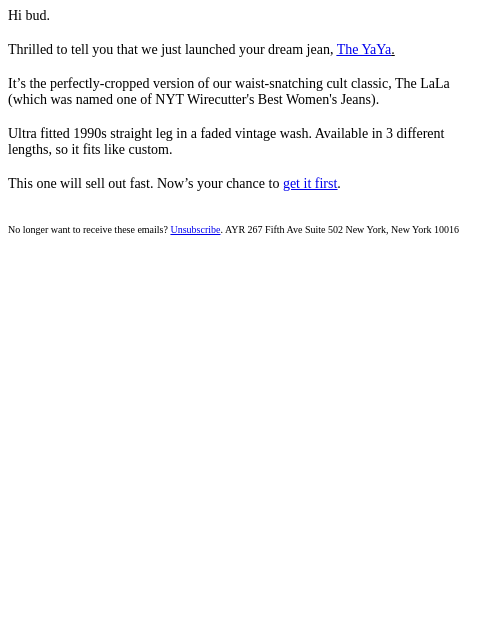 ayr newsletter: Introducing... Your Dream Jean