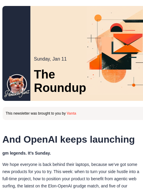 producthunt newsletter: 😸 Elon and Altman go to court