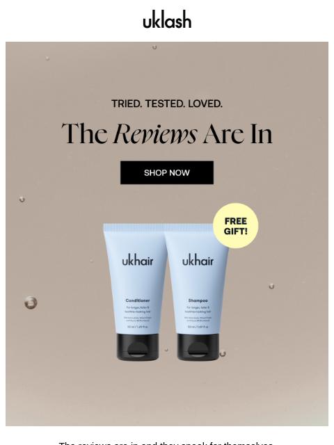 uklash newsletter: FREE Haircare duo on all orders £40+ 💝