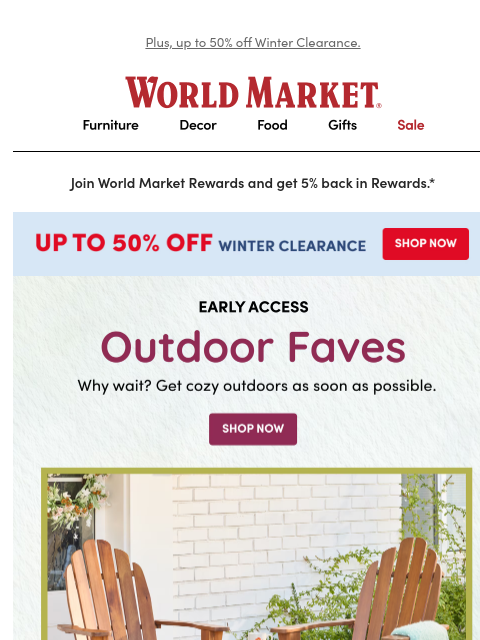 emailworldmarket newsletter: Get your outdoor rooms ready now ☀️