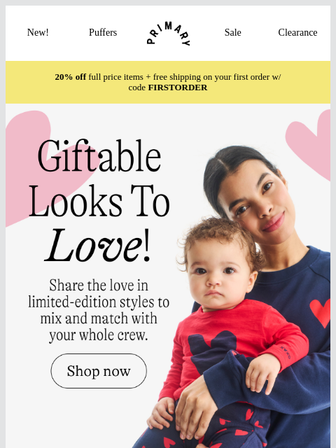 primary newsletter: The Valentine Shop: Giftable looks we love ❣️
