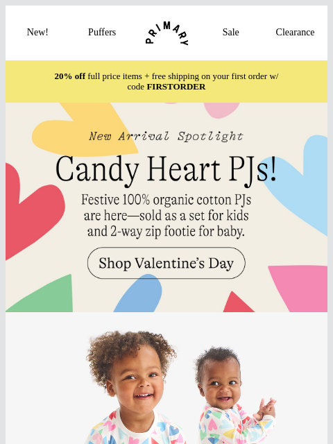 primary newsletter: Just in: Matching Valentine's PJs for babies & kid...