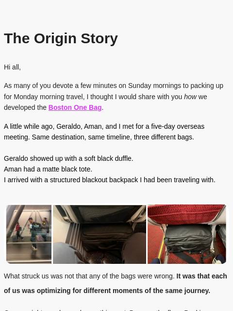 ministryofsupply newsletter: Its Sunday Morning: Pack your Bag