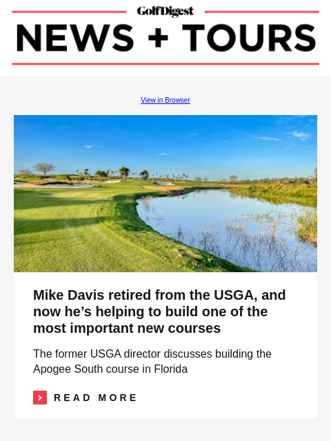 New data shows golfers might be ditching this halfway-house staple GolfDigest View in Browser Image Mike Davis retired from the USGA, and now he's helping to build one of the most important new