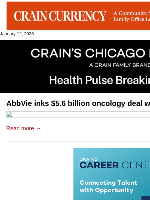 crainalerts newsletter: AbbVie makes $5.6B move into cancer drugs