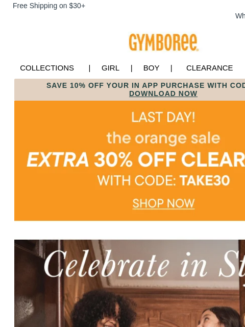 gymboree newsletter: Don't Miss EXTRA 30% off Clearance!
