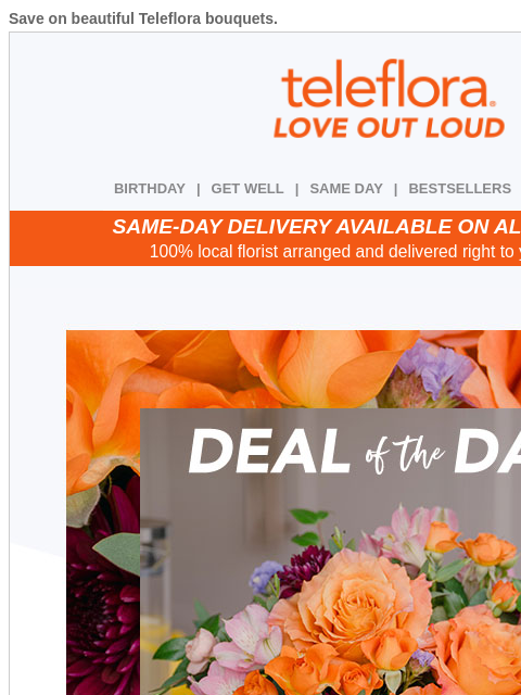 teleflora newsletter: Re: You Just Got $10 💐