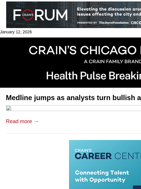 crainalerts newsletter: Wall Street turns bullish on Medline
