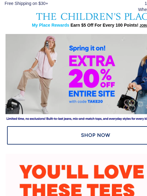 childrensplace newsletter: Valentine's Day is Coming! $4.99 & up Tees 🥰