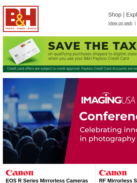 bhphotovideo newsletter: Save NOW on 100s of Imaging USA Show Specials!