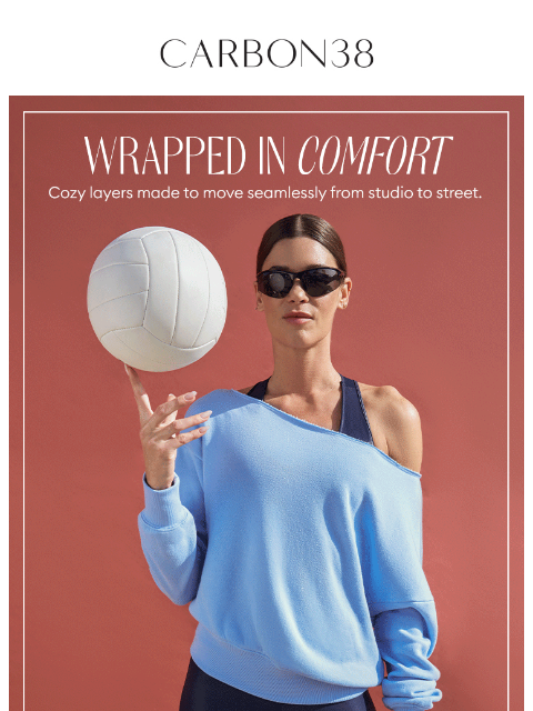 carbon38 newsletter: NEW: The Off-Shoulder Sweatshirt in Serenity