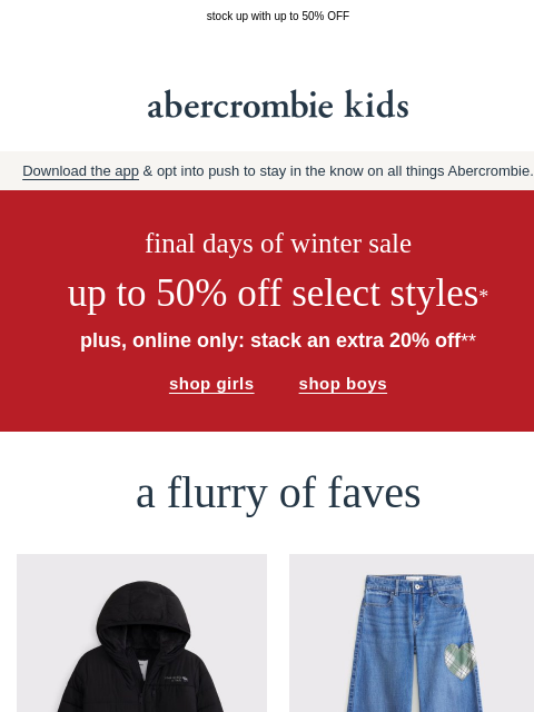abercrombie newsletter: the winter sale is coming to an end…