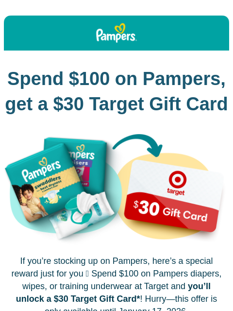 pampers newsletter: Want a $30 Target Gift Card?