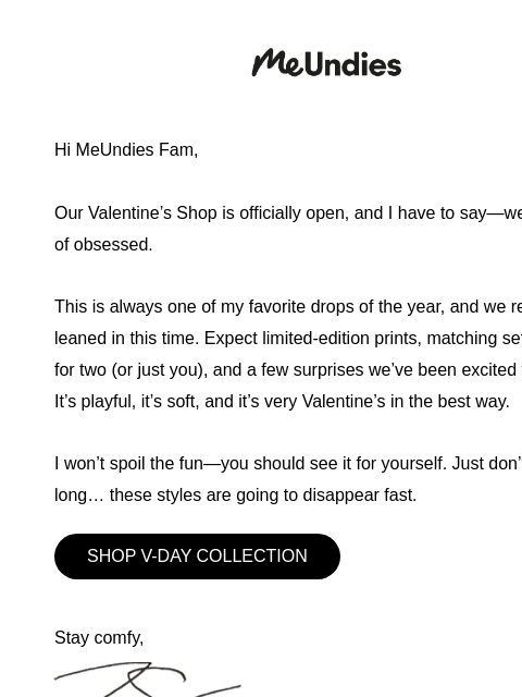 meundies newsletter: NOW OPEN: Valentine’s Shop