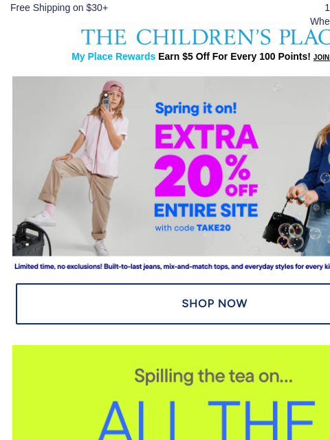 childrensplace newsletter: Tees That Bring the Fun 🥳 $4.99 & Up! 