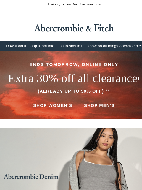 abercrombie newsletter: EXTRA LEG ROOM INCLUDED