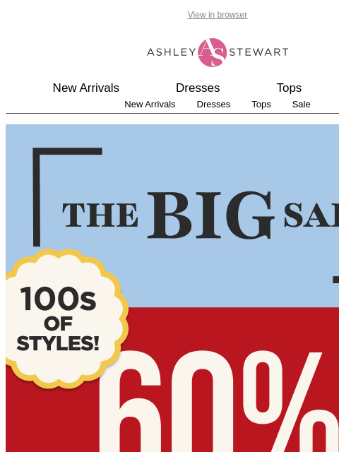 ashleystewart newsletter: 60% off hundreds of styles