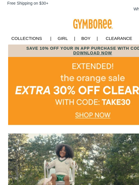 gymboree newsletter: EXTRA 30% off Clearance ends soon!