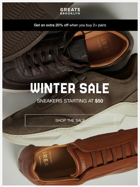 greatsbrand newsletter: Sneakers starting at $50