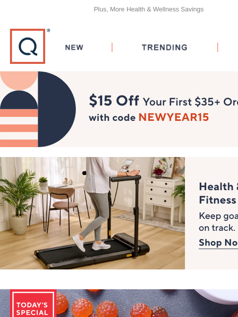 Plus, More Health & Wellness Savings QVC New TRENDING DEALS Unlock $15 off Your First Purchase Health & Fitness Sale Gundry TSV watch and win banner deals philosophy grace fragrance luminous