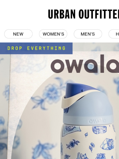 urbanoutfitters newsletter: DROP EVERYTHING: UO Exclusive Owala 😻 Delft Cat