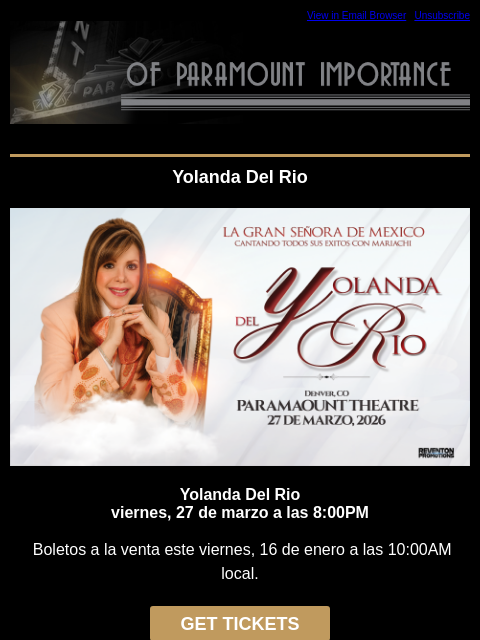 kroenkeentertainment newsletter: Your Next Night Out: Yolanda Del Rio, Charlie Bere...