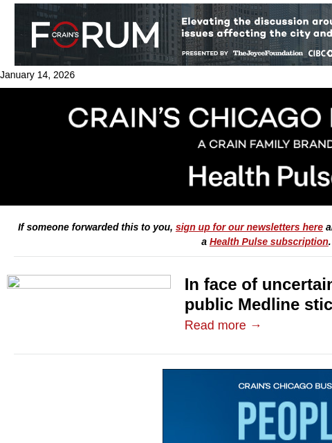 crainalerts newsletter: Medline sticks to success story at J.P. Morgan
