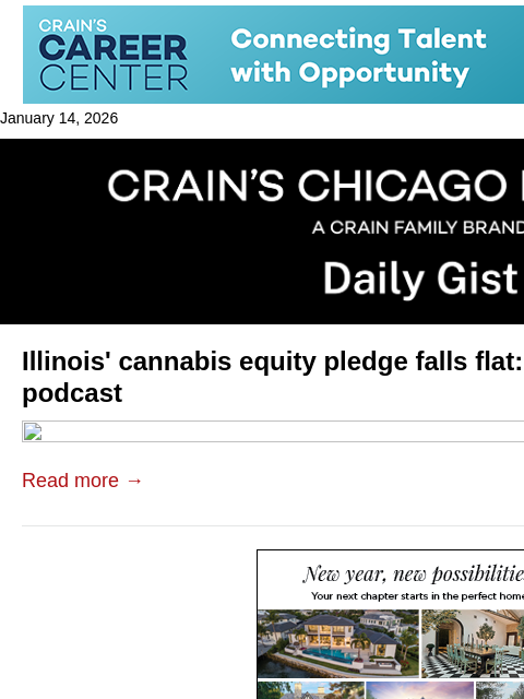 crainalerts newsletter: Illinois' cannabis equity pledge falls flat: Crain...